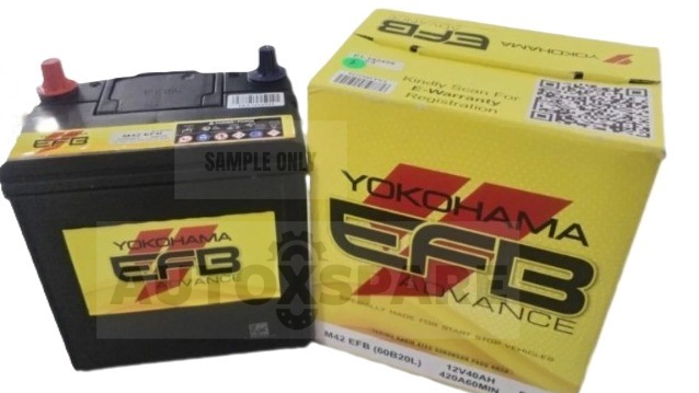 YOKOHAMA BATTERY ENHANCED FLOODED BATTERY ( EFB ) SIZE M42R ( 60B20R )